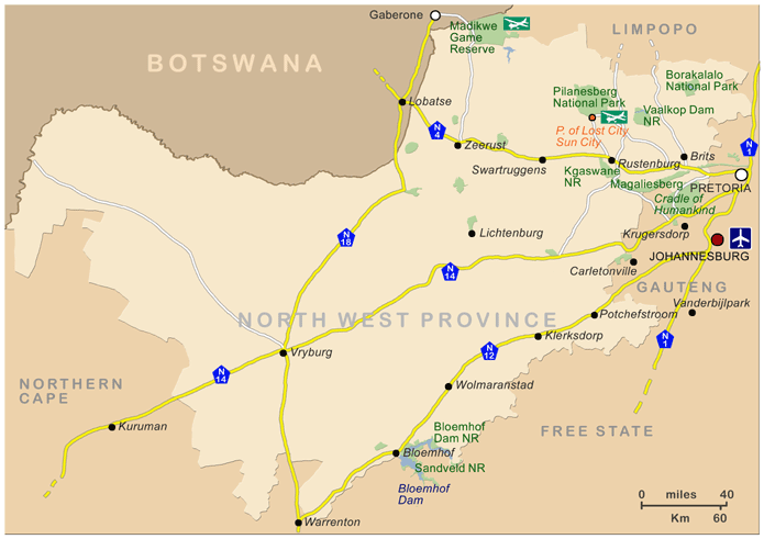 Map of North West Province